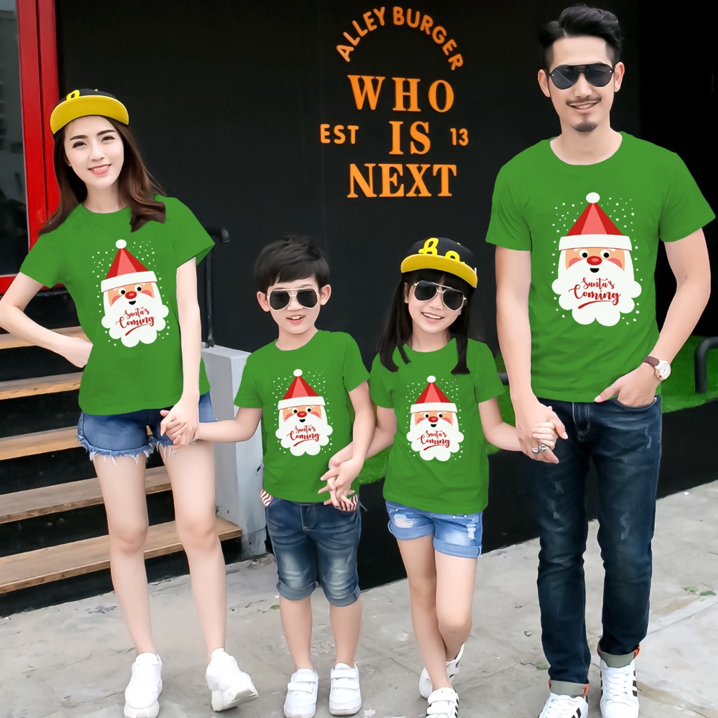 KAOS COUPLE EDISI NATAL MOTIF SINTERKLASS HIJAU / KAOS COUPLE KELUARGA SPESIAL NATAL