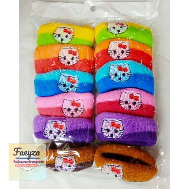 grosir  Ikat rambut donat bordir/Hello kitty love/isi 12 pcs