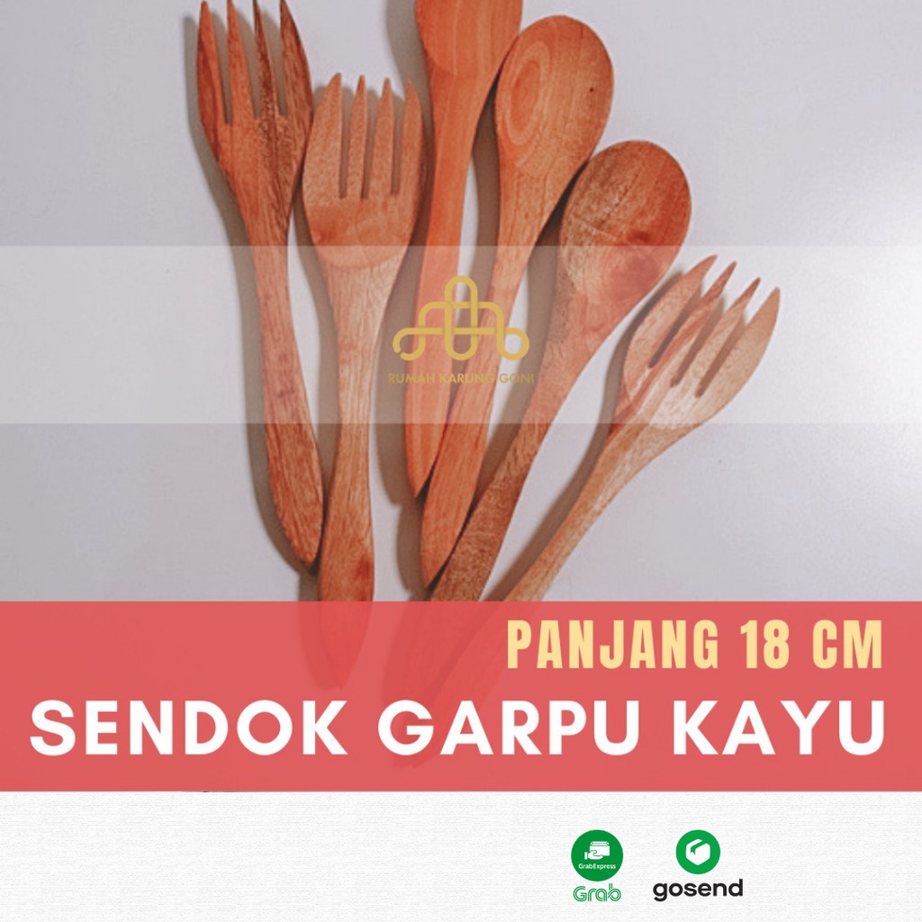 Sendok Garpu Kayu Set 18cm – Sendok Kayu – Garpu Kayu