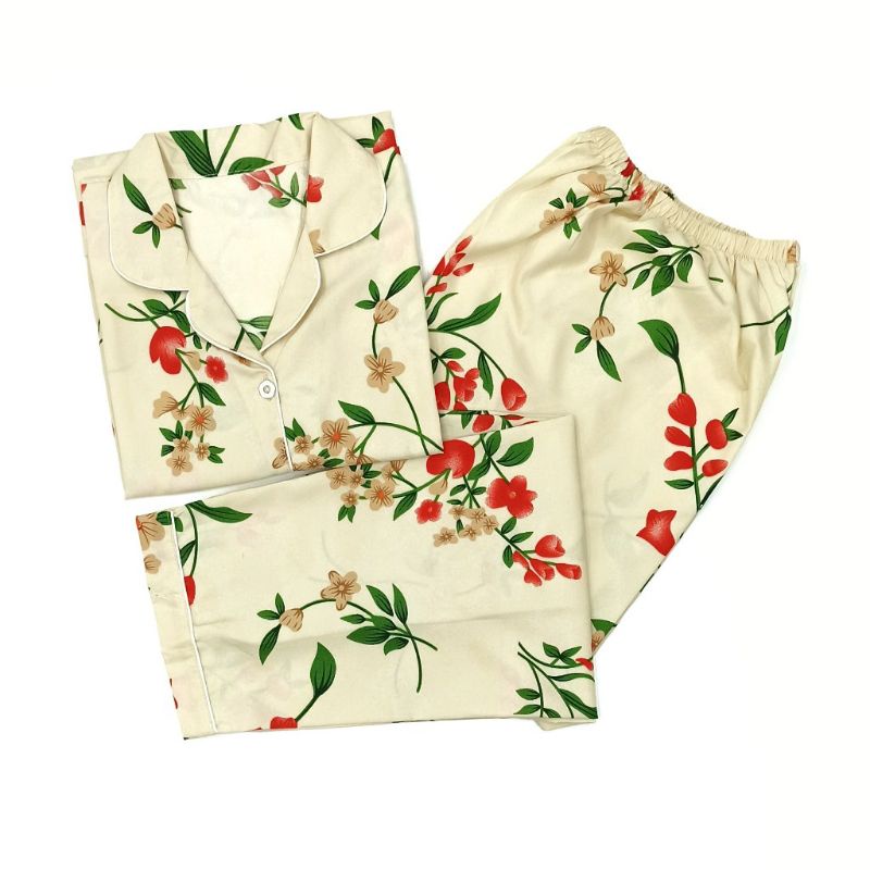 Baju Tidur Wanita / Piyama Wanita Tie Dye Set Motif Kekinian-Jasmine Cream