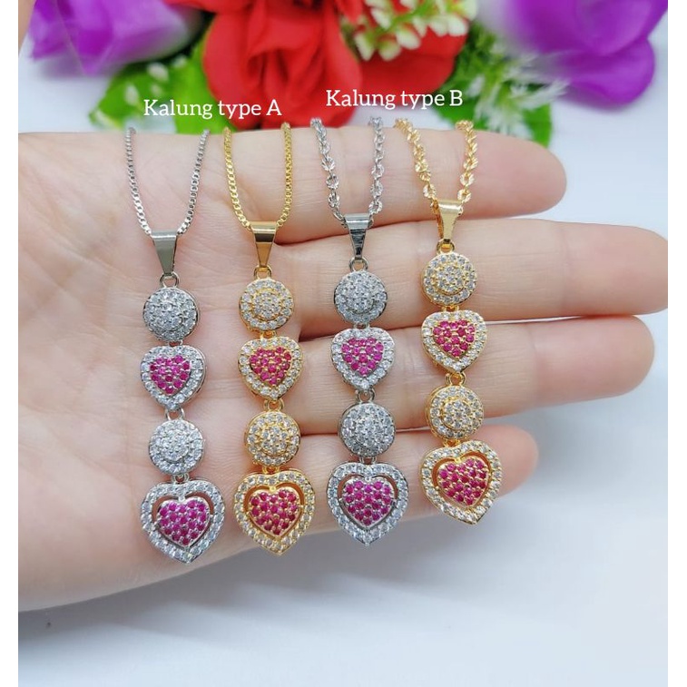 Set Kalung+Liontin Xuping full Permata Lapis emas 18k