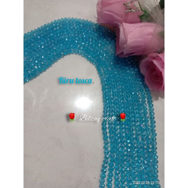 kristal ceko 6mm golongan biasa-biru toska