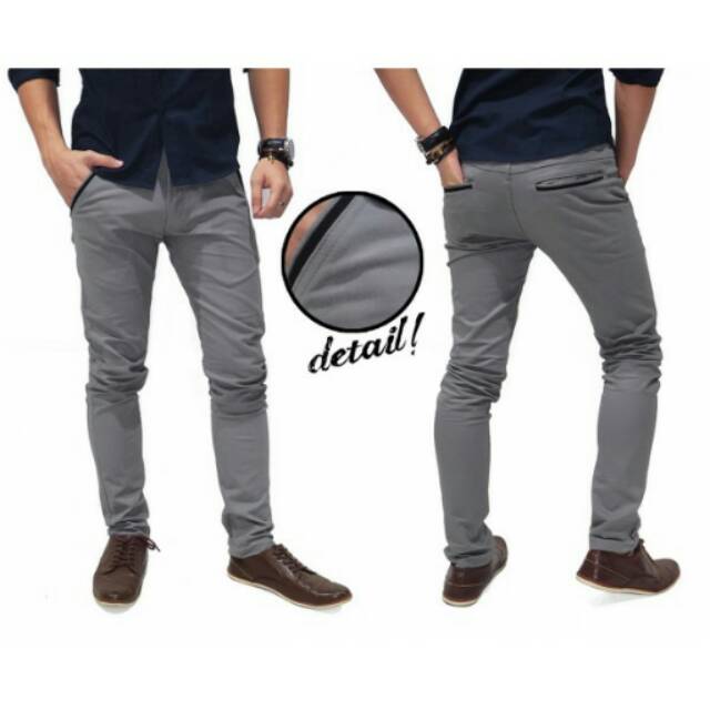 Celana Panjang Chino Basic With List Kakkoii Silver