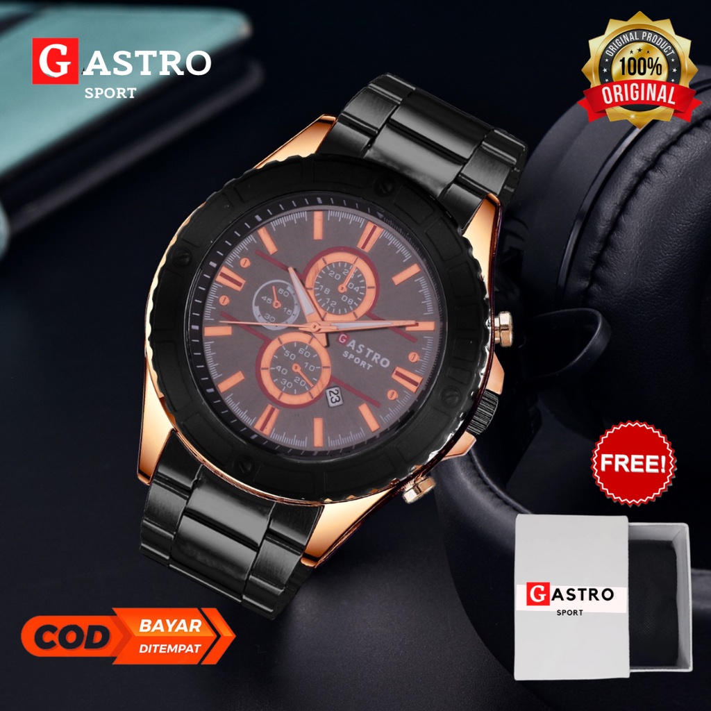 Jam Tangan Kasual Pria Analog Quartz Gastro Sport Stainless jam cowok murah kekinian