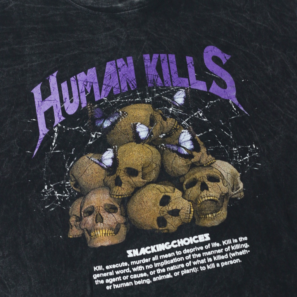 T-shirt Washed | Oversize | Human Kills | Snackingchoices