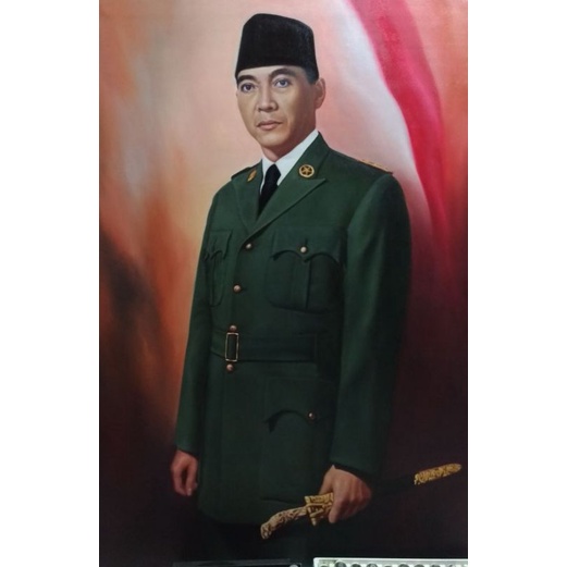 lukisan cetak Ir Soekarno plus bingkai uk 65 x45