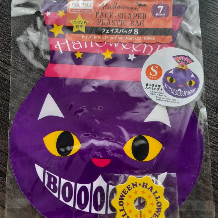 

✨ BISA COD ✨ 7 Pcs Halloween Cat Shaped Plastic Bag Candy Goody Bag - Putih