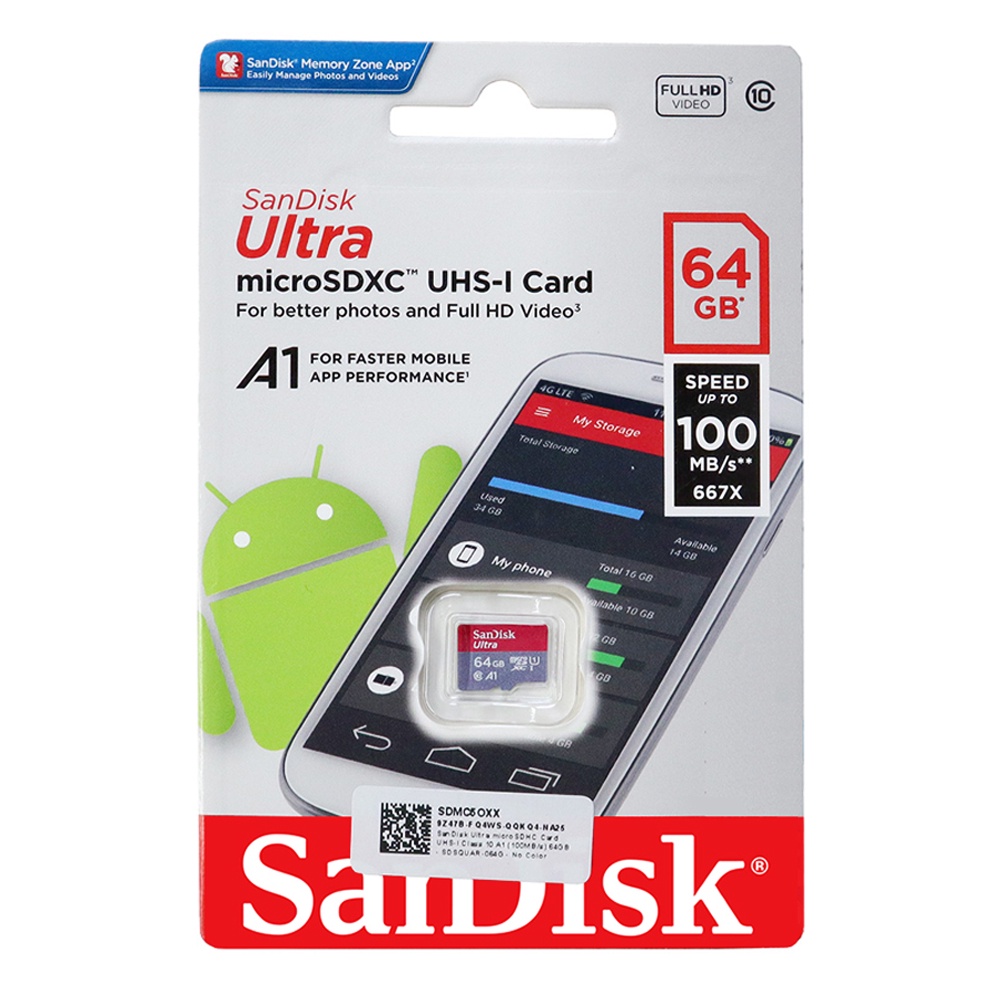 Micro SD Sandisk UHS-1 64GB 100Mb/s  [ 100% ORIGINAL ]