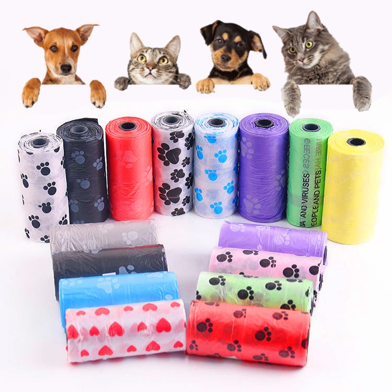 【Beli 10 Free 3】1Roll/15Pcs Kantong Sampah Untuk Angkat Kotoran Anjing dan Kucing