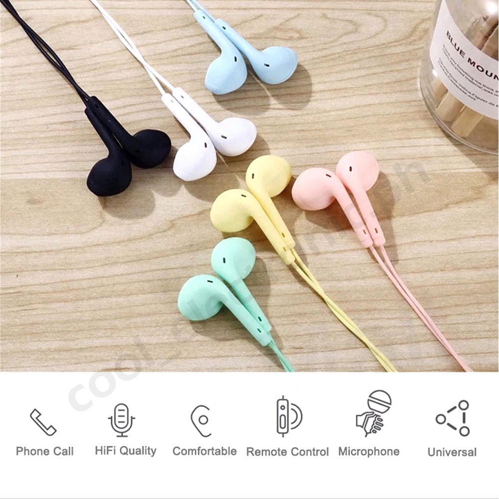 Headset U19 Macaron Bass HiFi Stereo 3.5mm Wired Earphone with Mic 120cm Earphones Murah