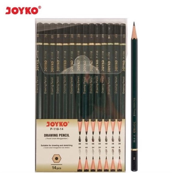 

Spesial Set 14 Tipe Pensil Gambar Drawing Pencil Lengkap 8B-5H Joyko P-118 Terlaris