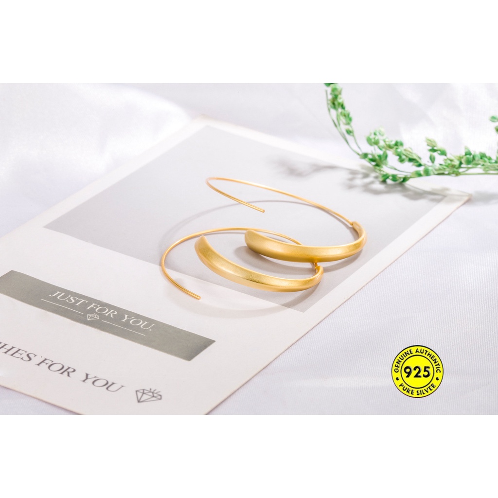 Anting Tusuk Sterling Silver 925 Lapis Emas 18K Desain Geometri Untuk Wanita U944