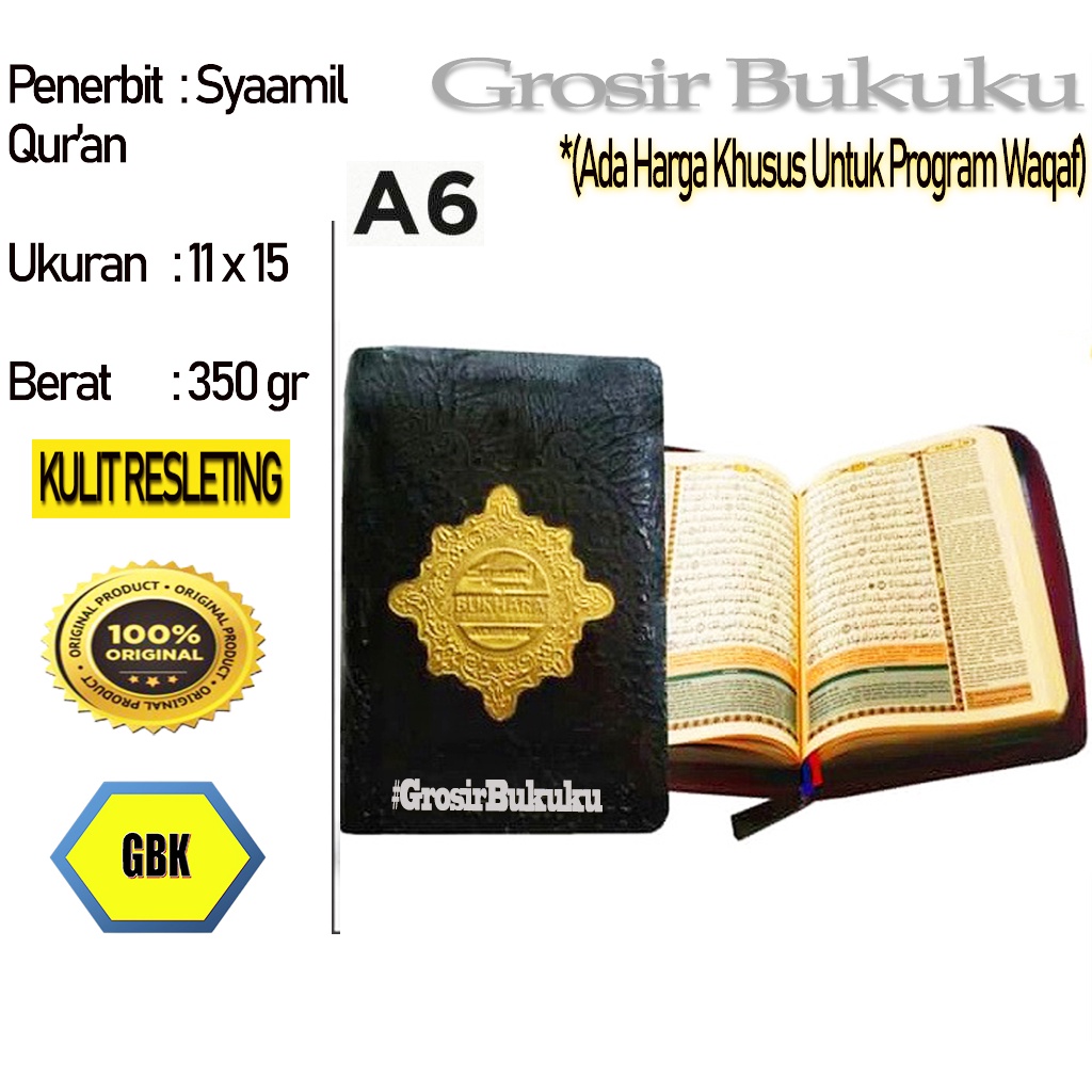 Al-Quran Bukhara A6 Kulit Resleting / Mushaf Bukhara Tajwid &amp; Terjemah - Syaamil Quran