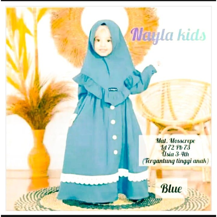 [bisa COD] Baju Gamis Anak Perempuan Nayla Kids FREE Hijab / Baju Anak Mualim/ Gamis Anak Terbaru / Nandia Series