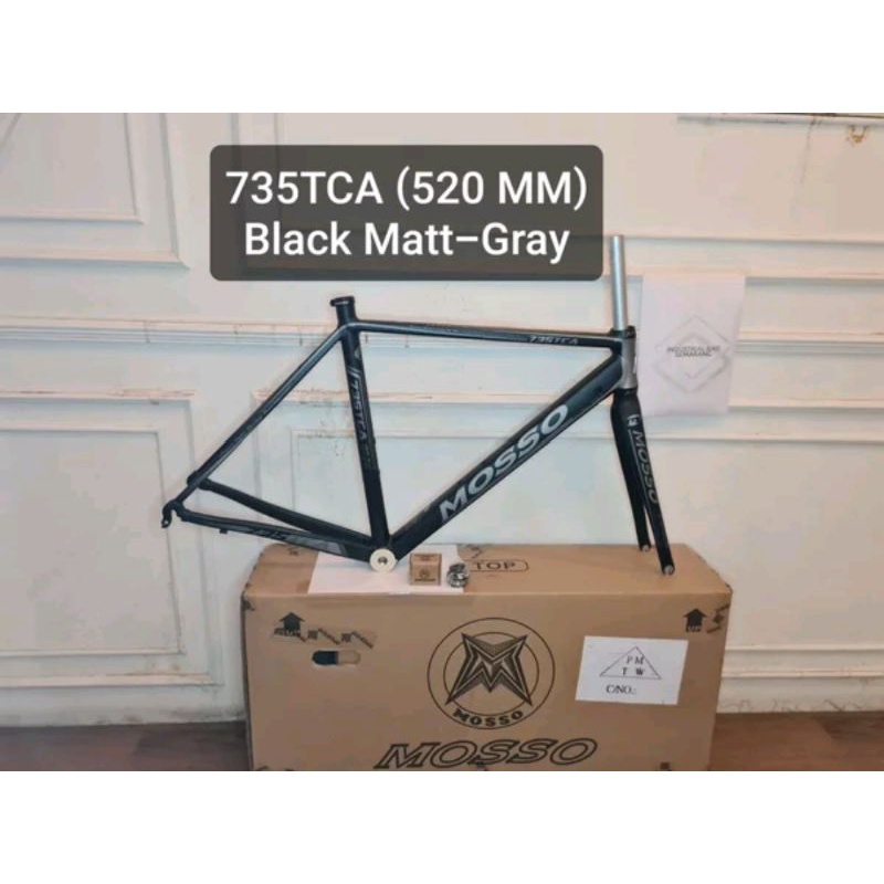 Frame Roadbike Mosso 735TCA Size 520mm Warna Hitam gray . Rangka Sepeda Balap Road Bike 735 TCA Size