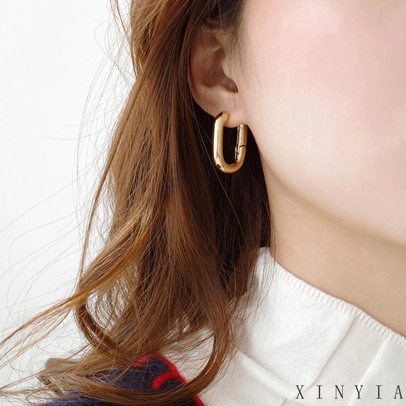 2023 Fashion Korea Anting -anting emas persegi baru Anting Stud Bentuk Persegi Lapis Emas Gaya Retro