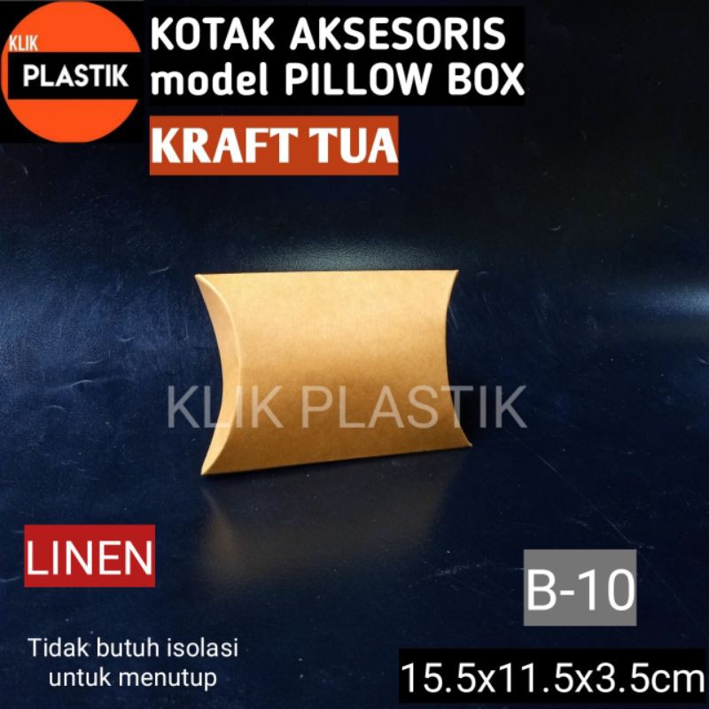 

ISI 36 KOTAK AKSESORIS B10 KRAFT TUA TEMPAT SOUVENIR PILLOW BOX BUNGKUS KADO