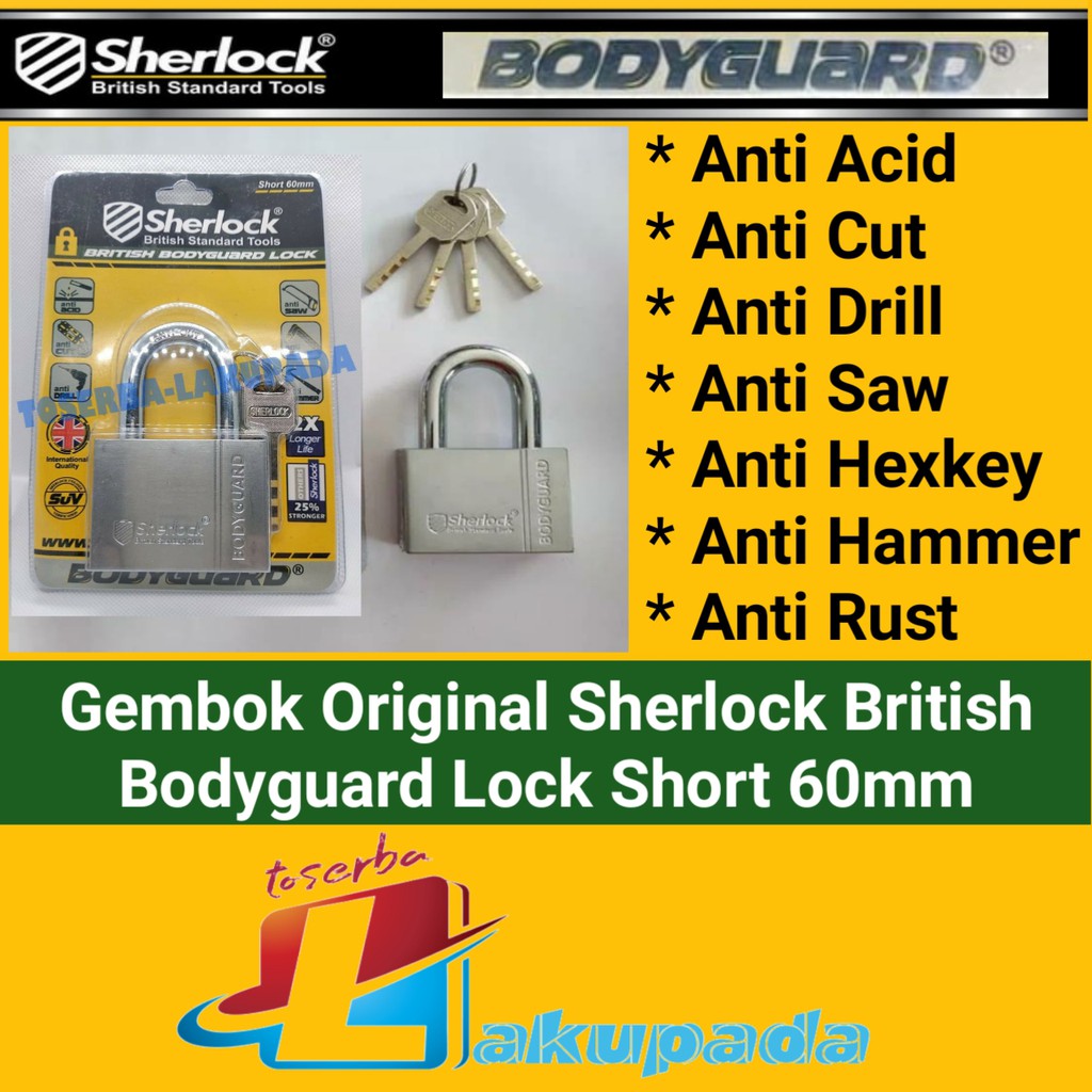 Gembok Original Sherlock British Bodyguard Lock Short 60mm