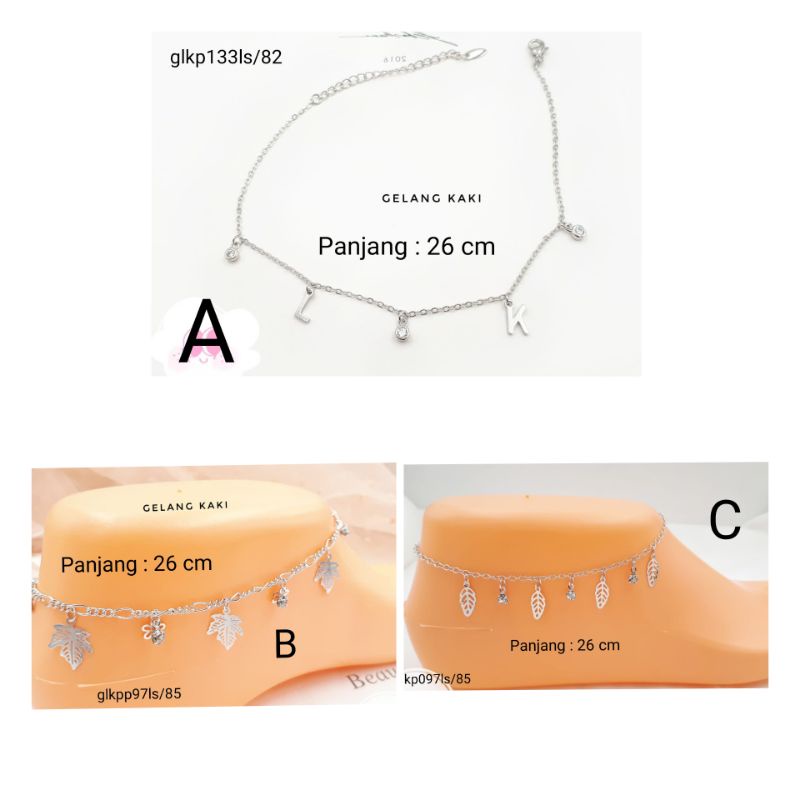 Gelang Kaki Wanita Xuping Asli Lapis Emas Putih 3 model