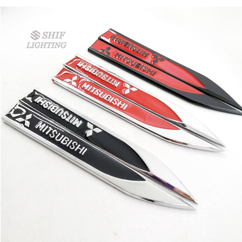 2Pcs Stiker Emblem / Badge Logo Mitsubishi Bahan Metal untuk Mitsubishi