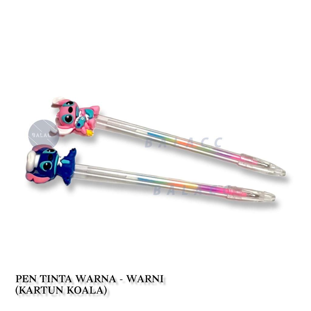 Pen Pelangi / Pen Tinta Pelangi / Pen Warna Murah Lucu Kartun Koala / Pen Tinta Gel Warna - Warni