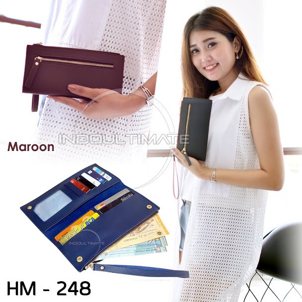 Dompet Wanita IMPORT HM-248 Dompet Cewek dompet Kartu ATM Panjang Lipat Kulit Murah dompet  panjang