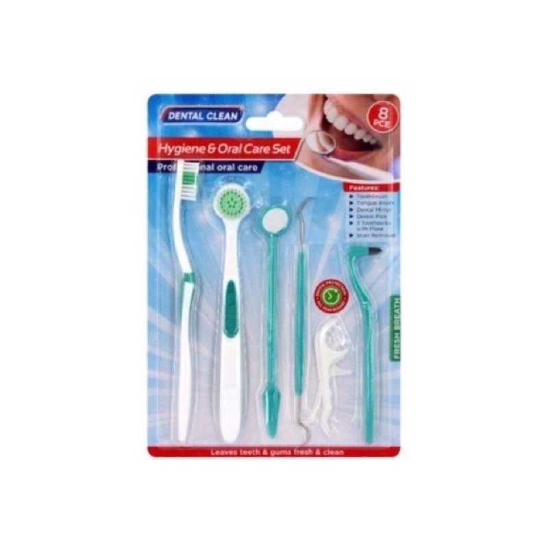 dental care kit . paket pembersih gigi behel isi 8 piece . sikat set . Ortho kit paket biru merah