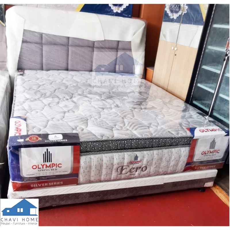 Set springbed olympic silver eero spring bed kasur lengkap dengan divan dan sandaran uk 160