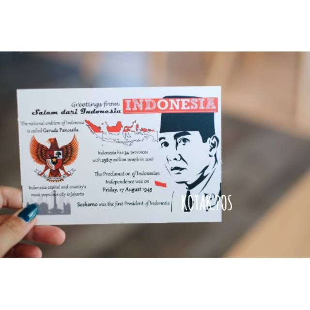 

GREETINGS FROM INDONESIA SOEKARNO KARTU POS POSTCARD PAHLAWAN SALAM DARI KHAS BUDAYA SURAT FILATELI