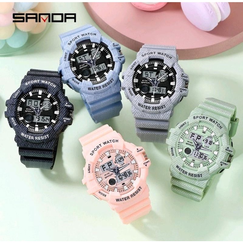 TERVIRALLL !!! Jam Tangan Wanita 0SANDA 3038 Jam Tangan Pria Wanita Digital Analog Tali Rubber Anti Air