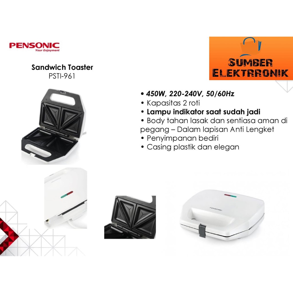 Pensonic Sandwich Toaster Pemanggang Roti Maker - PSTI-961