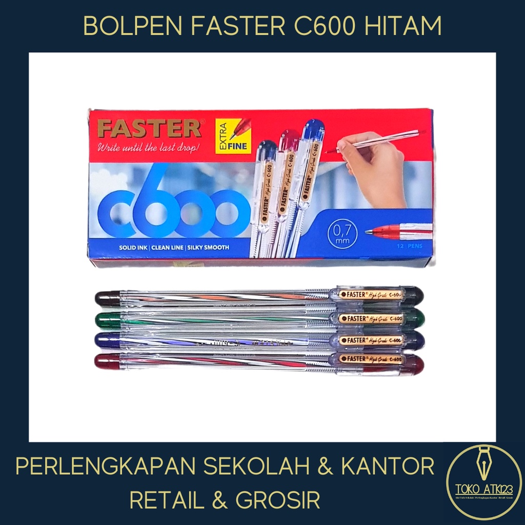 Ballpoint / Bolpen / Pulpen Faster C600 Hitam (1 Pak)