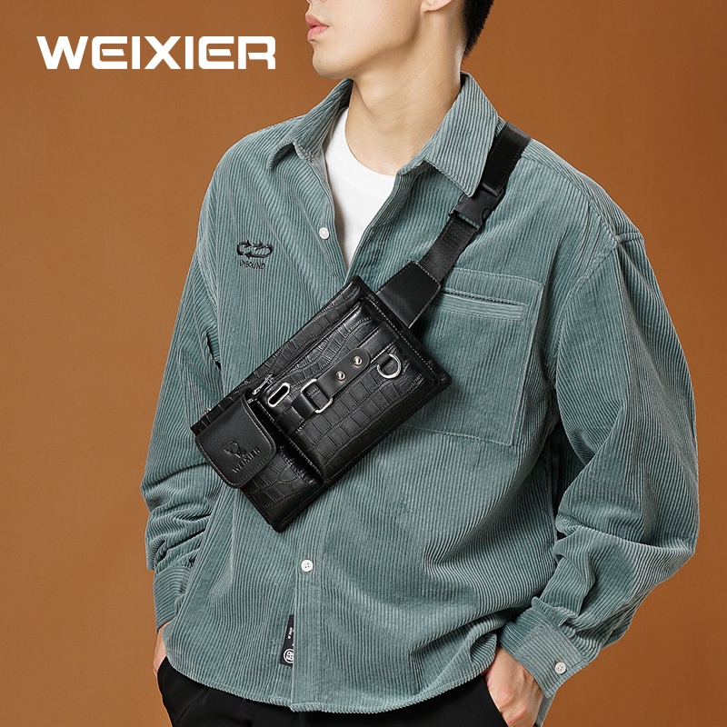 WEIXIER YB9557 Tas Selempang Pria Kulit Waistbag Anti Air WK-SBY