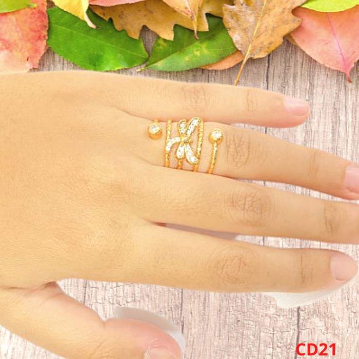 Cincin Wanita import Yaxiya  lapis mas imitasi Permata Zicron perhiasan Emas palsu Zircon cewek CD21