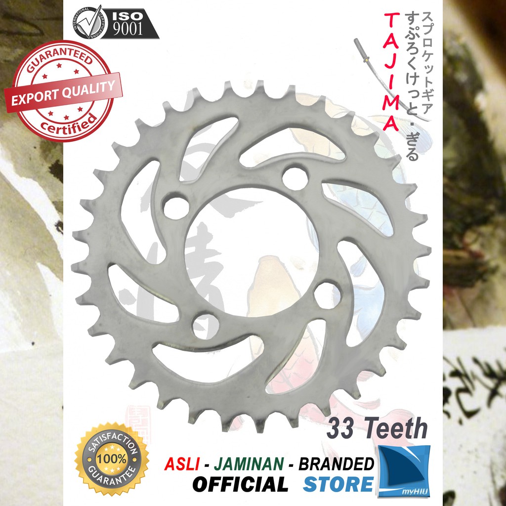 Gigi Tarik 28T ~ 39T KAWASAKI Kaze / R / R New Gir Belakang - Rear Sprocket Gear TAJIMA-428-33T