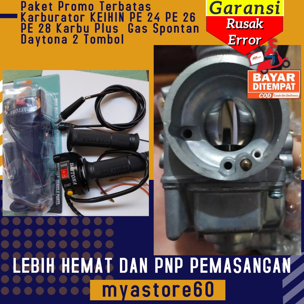 PAKET PROMO ORIGINAL Karburator Karbu Keihin PE 24 PE 26 PE 28 PE24 PE26 PE28 Plus Gratis Free Gas Spontan Sepontan 2 Tombol Selongsong Slongsong 2 Tombol