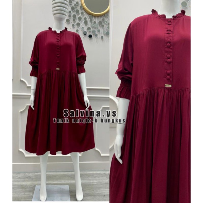 Tunik Original by Salvina Ys Terbaru twill Uniqlo Kerah Rawis