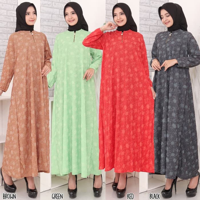 BAJU GAMIS KAOS FASHION WANITA JUMBO IMPORT MOTIF MUSLIM LEBARAN TERBARU 2021 WS061