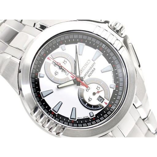 Seiko Mens SNN143P1 Chronograph White Dial | Jam Pria SNN143