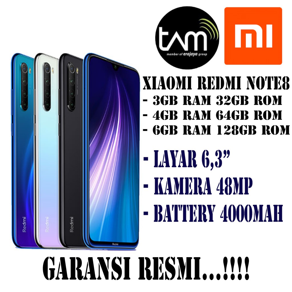 XIOMI REDMI NOTE 8 RAM 4 (64GB) GARANSI RESMI