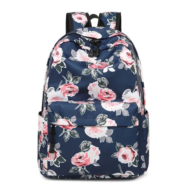 Tas Sekolah Backpack Motif Daun Bag Punggung untuk Remaja Gadis Tas Sekolah Anak Ransel Cute Hewan Cetak Kanvas Sekolah Ransel Anak Kucing