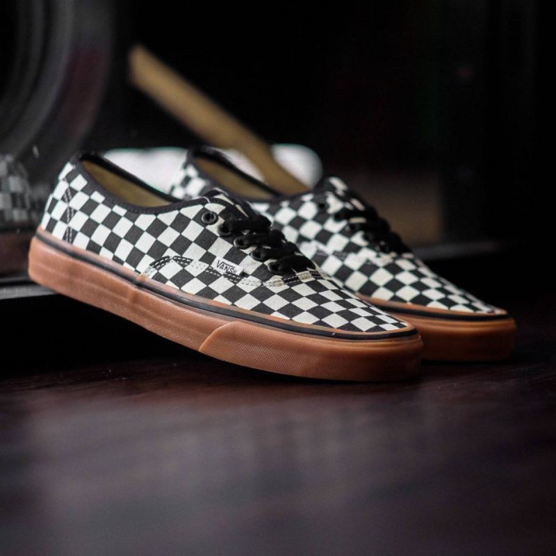 vans authentic checkerboard gum sole