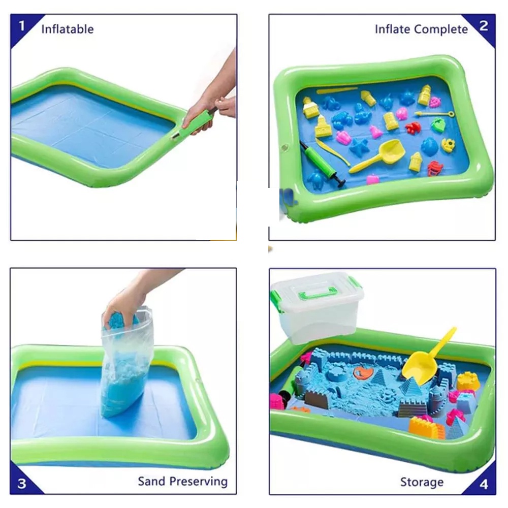 1 SET Mainan Pasir Ajaib 1KG + MEJA + POMPA Meja Mainan Anak KOLAM PASIR AJAIB Melatih Kinetik anak KOLAM MAGIC SAND KOLAM PANCING IKAN Pad Playmat Watermat Kid Tempat Main Pasir - Gambar Acak