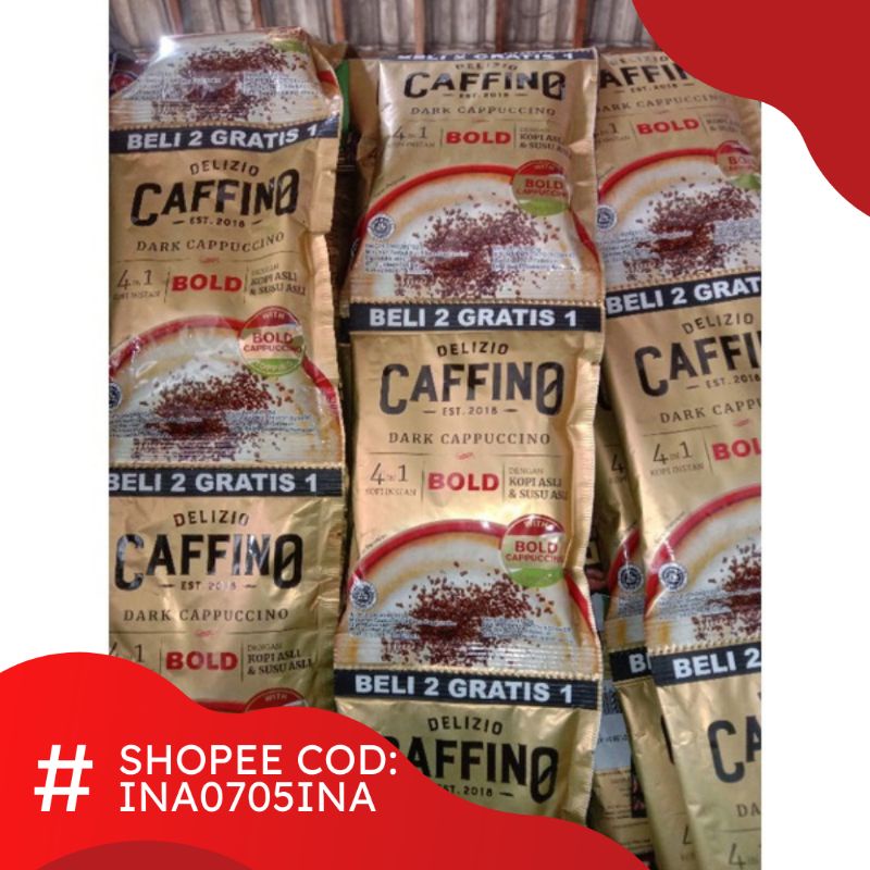 Caffino Brown Sugar / Caffino ada coklat tabur / Caffino Bold Cappucino 15 Bungkus