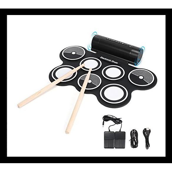 Portable Roll Up Drum Pad Set Kit With Built-In Speaker (No Cd)