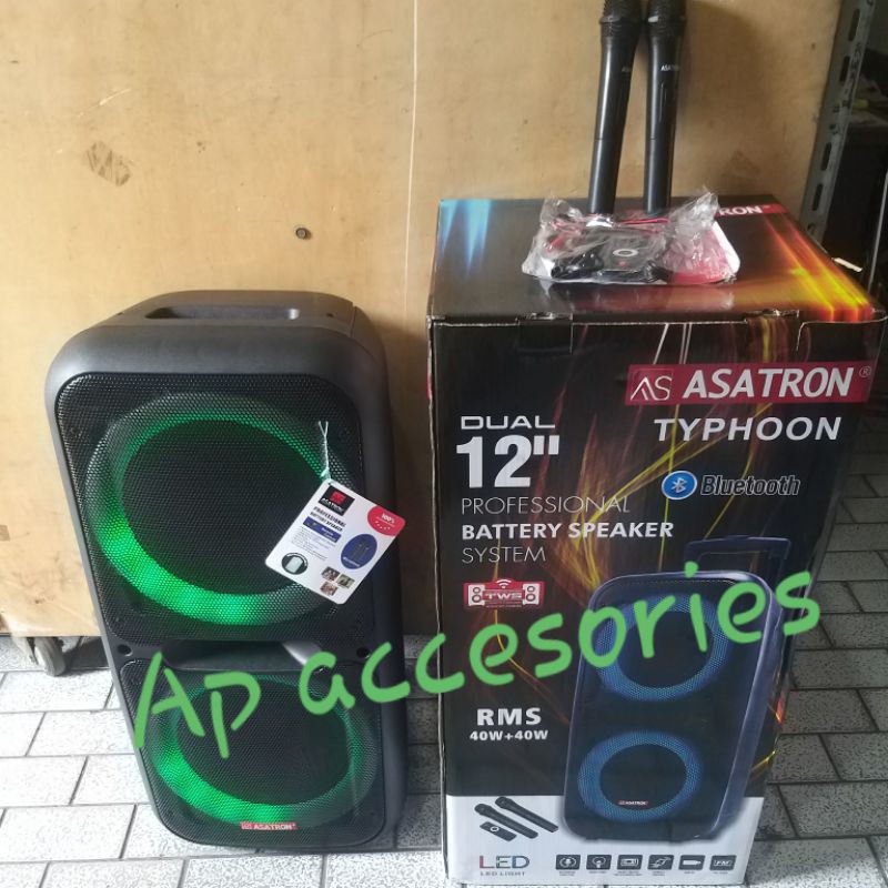 Jual speaker Bluetooth Portable Asatron Typhoon 2x12inch Speaker