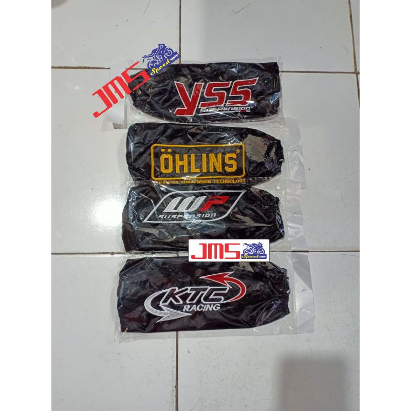 sarung bungkus shock breker bahan parasut tulisan bordir nyala anti air yss ktc ohlins wp universal