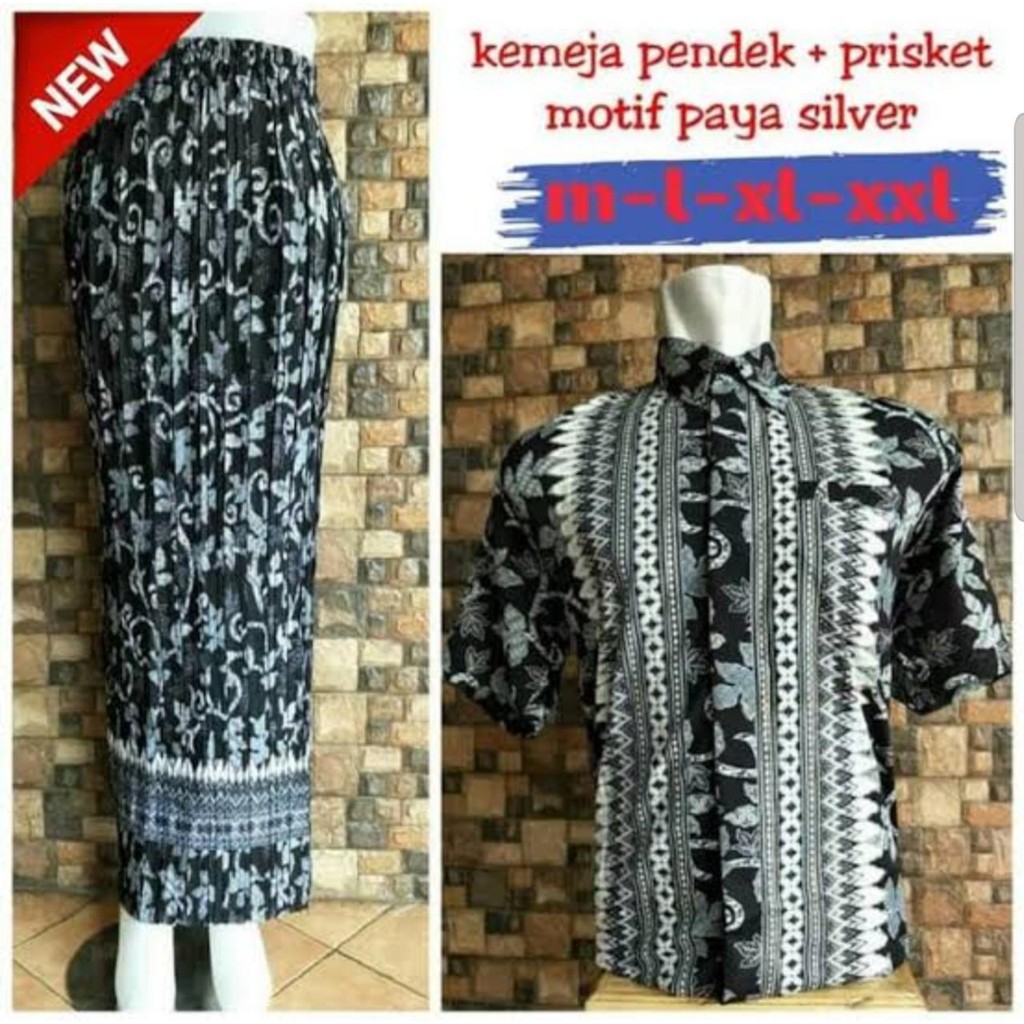 SB Collection Couple Rok Plisket Viona Maxi Panjang Jumbo Dan Kemeja Batik Pria