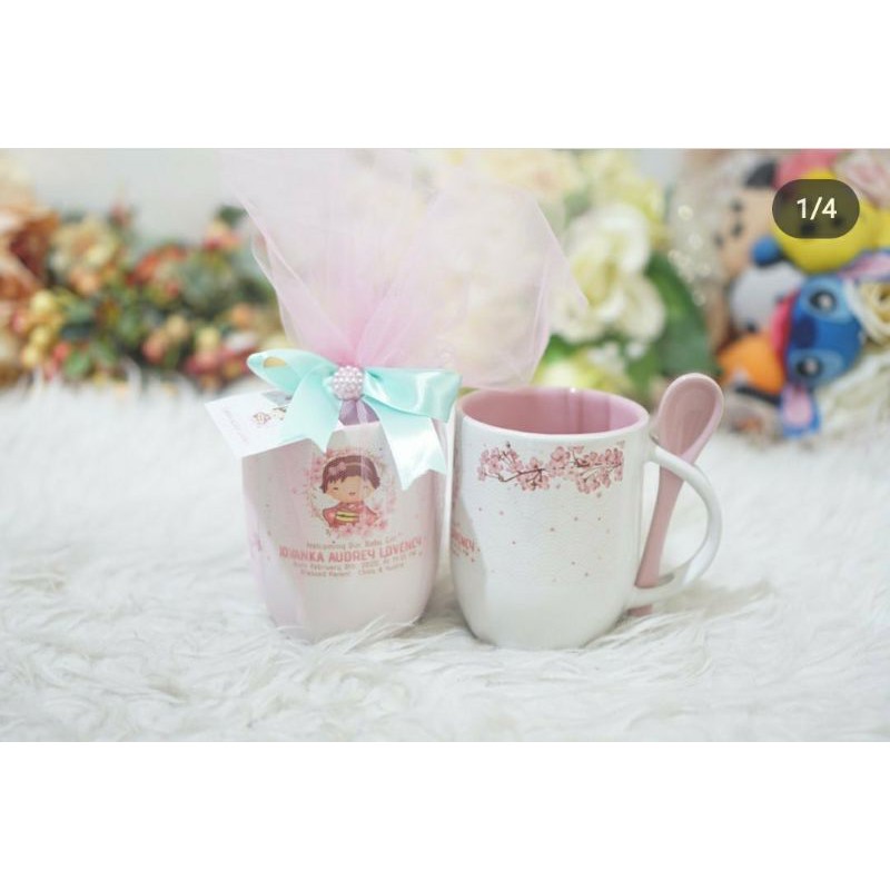 Mug Sendok Big/souvenir anak/lunch box/souvenir keramik/mug custom/souvenir surabaya/baby hampers