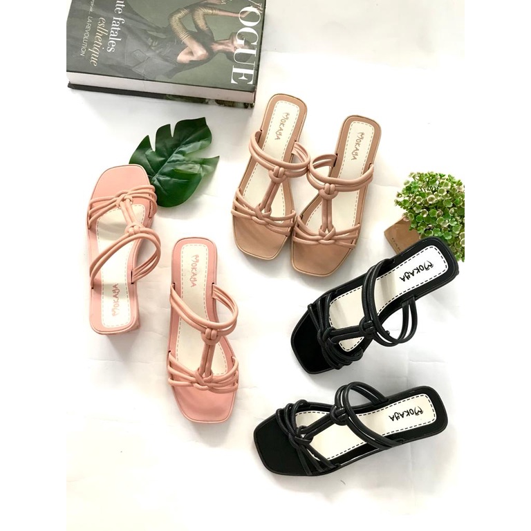 Sandal Slop Kerut Tali Let Import Best Seller Mokaya 528-1-1